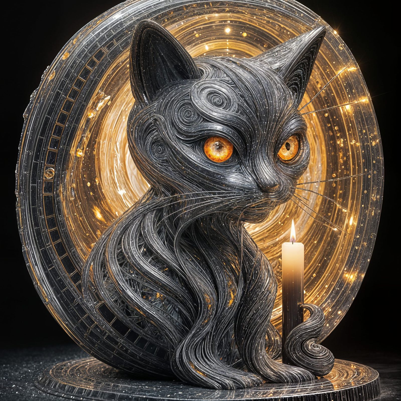 Ethereal Neo-Baroque Sculpture in Amber with Glowing Cracks ...