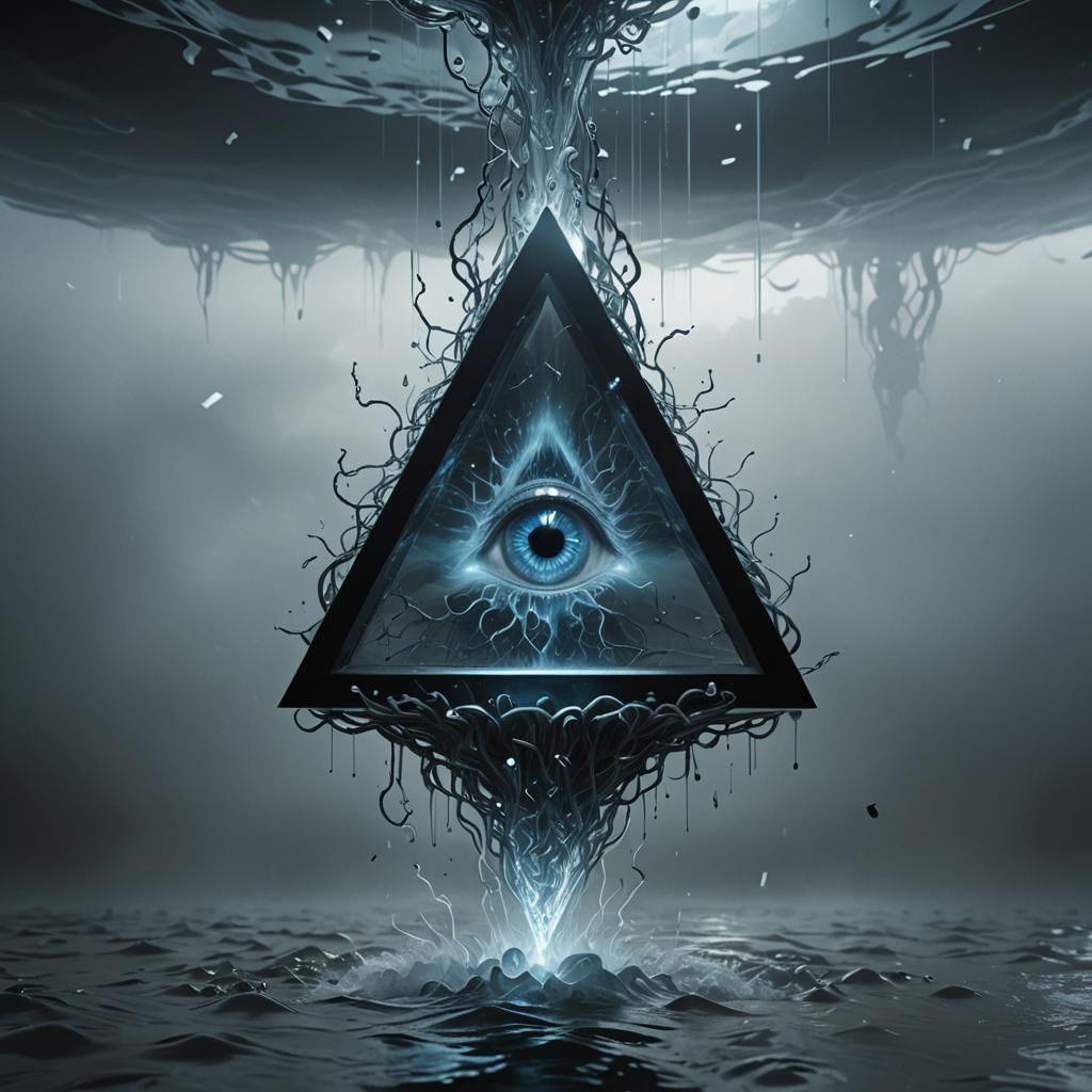 Eerie Dark Fantasy: 3D Rendered Glass Triangle