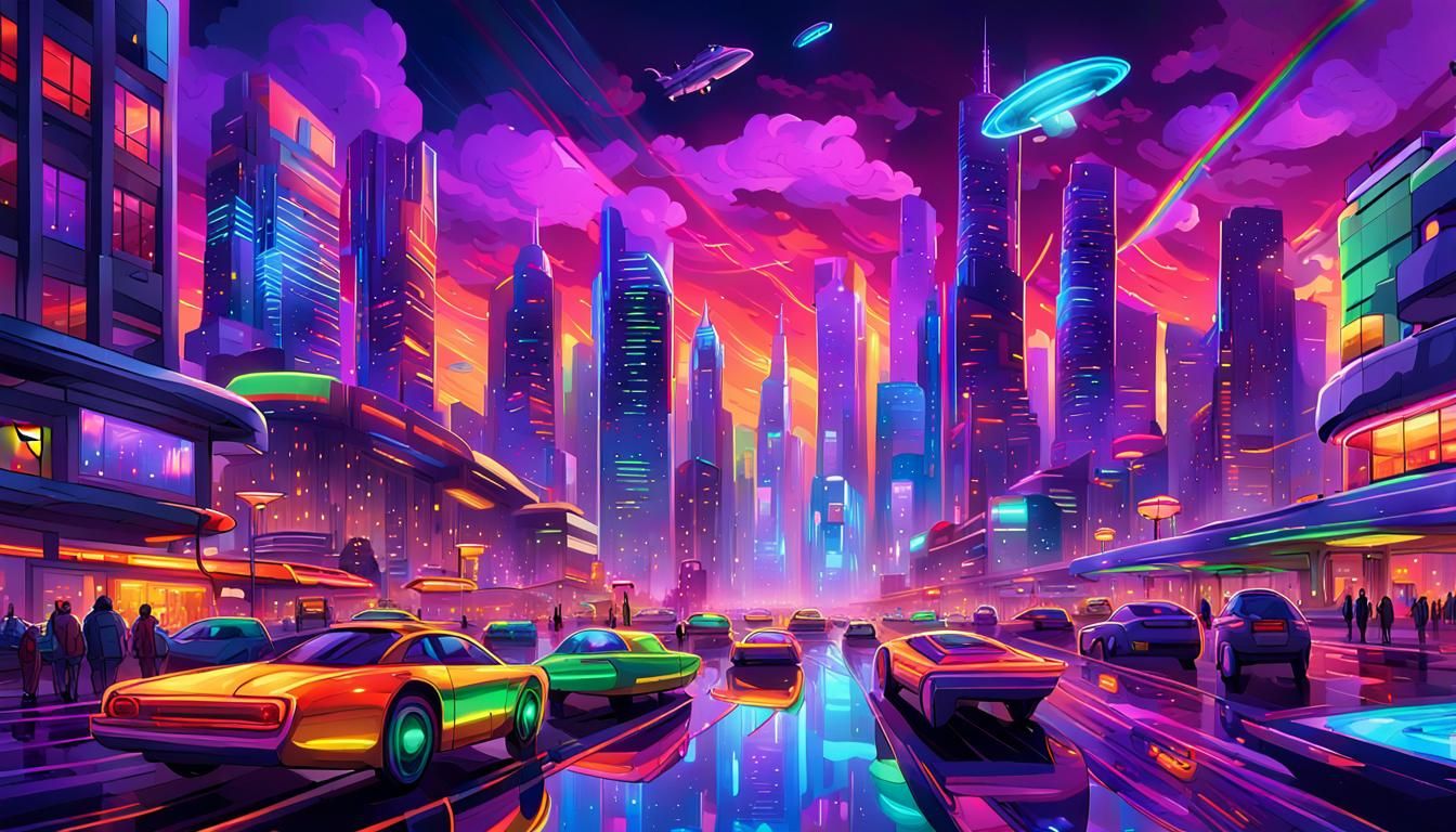 Dynamic Comic Book Cityscape in Futuristic Style