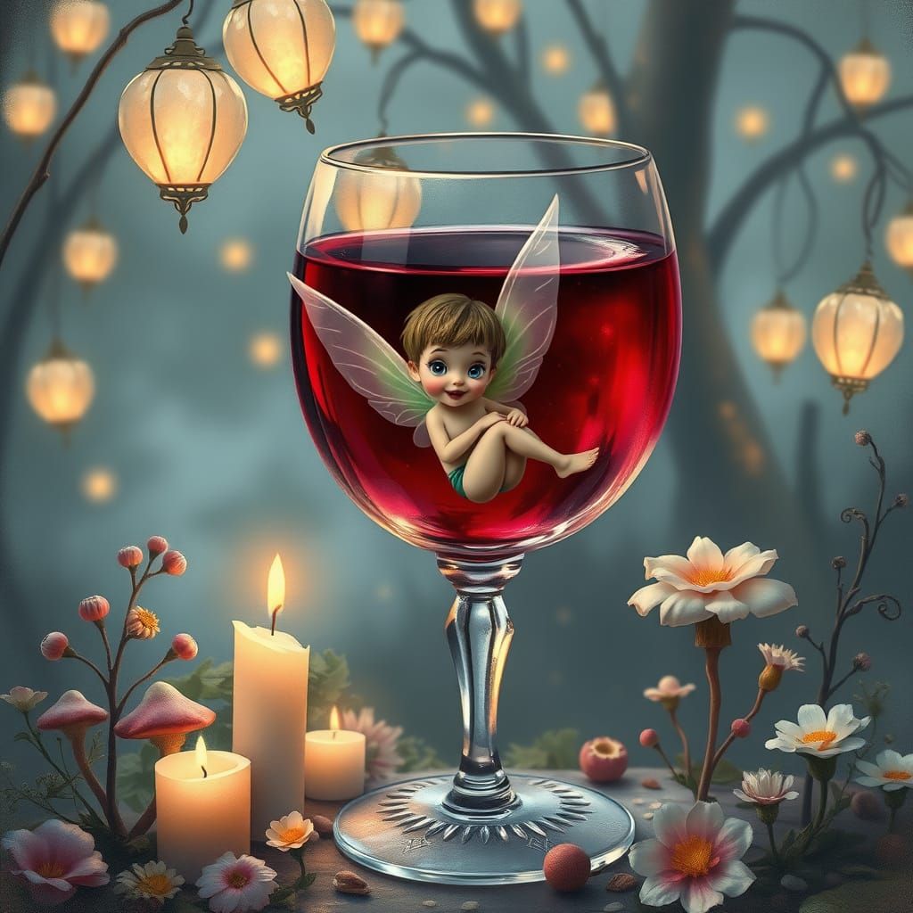 Ethereal Vampire Tinkerbell in Crystal Wine Glass