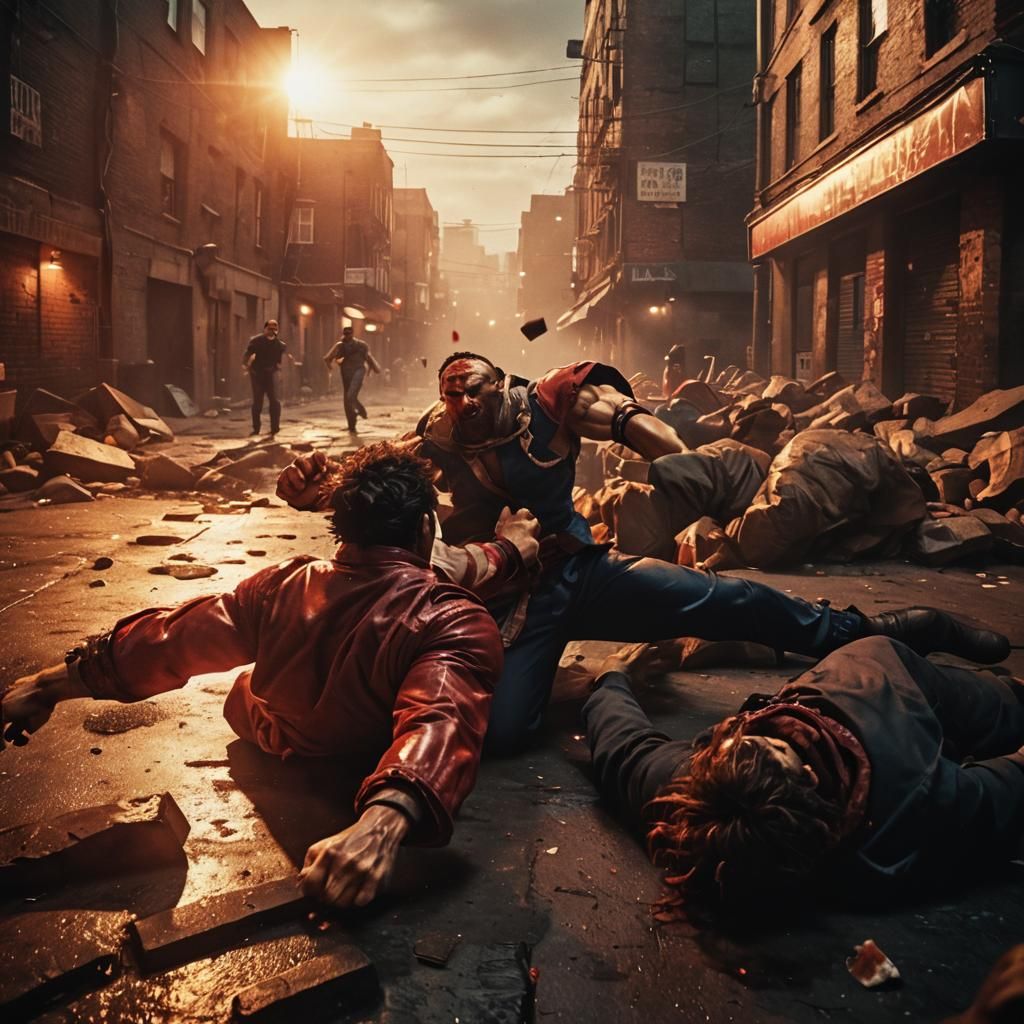 Street Fighter Punches Opponent in Dark Alley