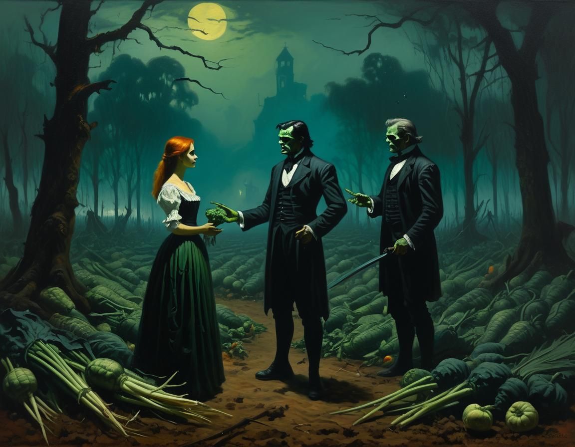 Angry Discussion in Gothic Fantasy Oil Painting