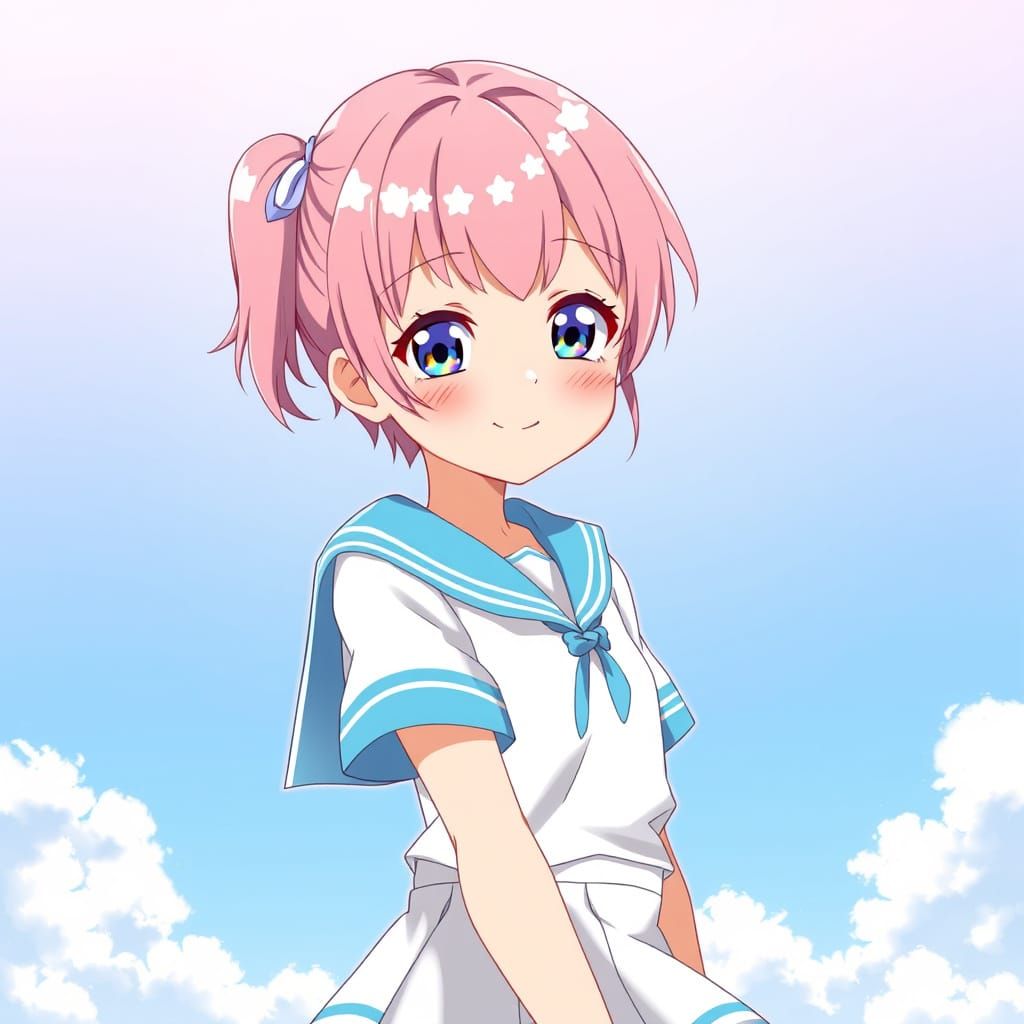 Moe Anime Girl in Vibrant Sailor Fuku Style