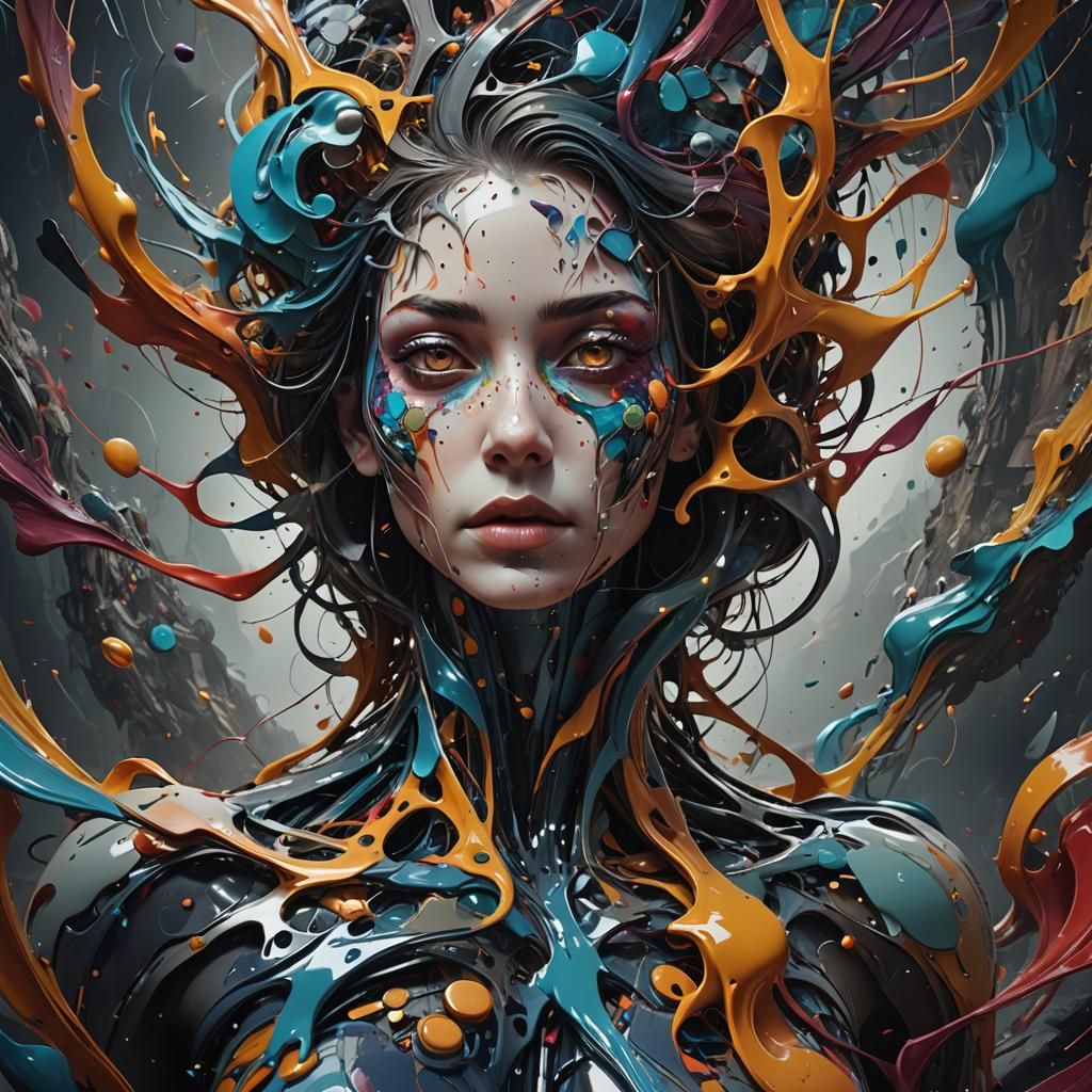 Abstract Portrait Evokes Human Condition in Matte Painting
