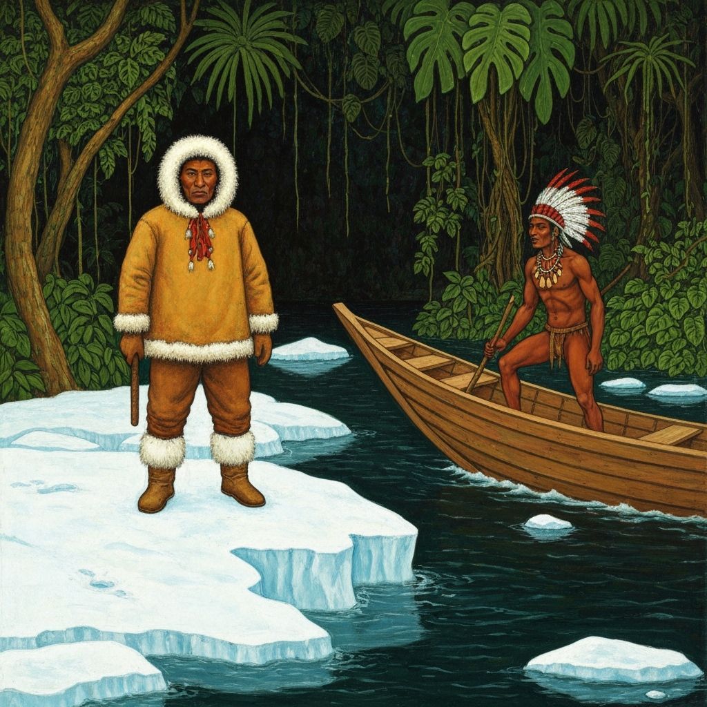 Eskimo and Amazonian Meet on Melting Iceberg