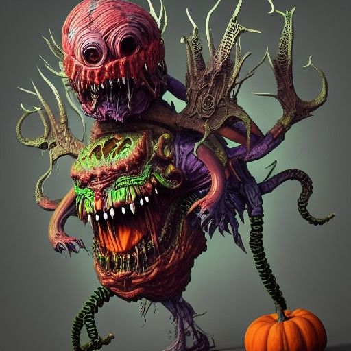 Monsters on Halloween: Hyperdetailed Digital Rendering