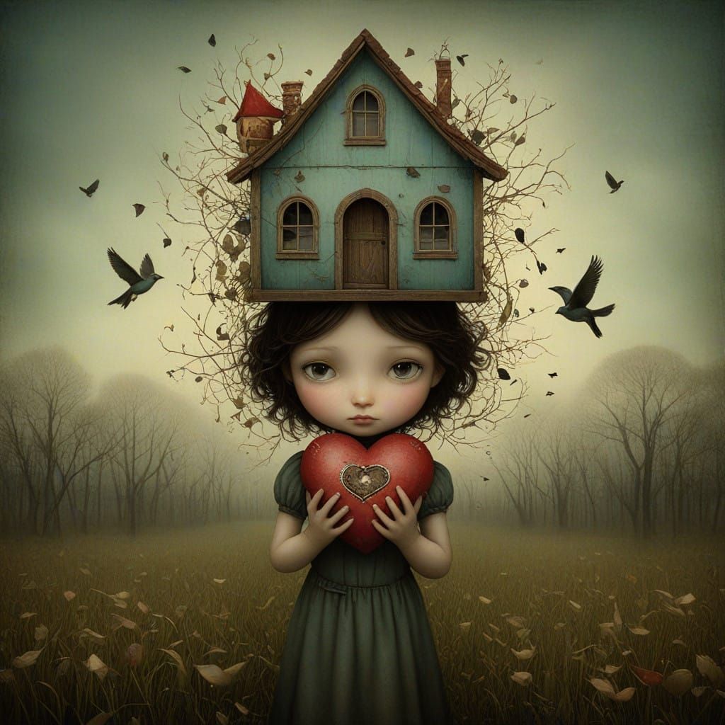 A Girl Fleeing with the House's Heart, Pursued by a Melodiou...