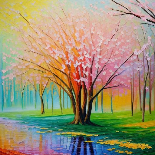 Spring Logo in Neo-Impressionist Expressionist Oil Painting