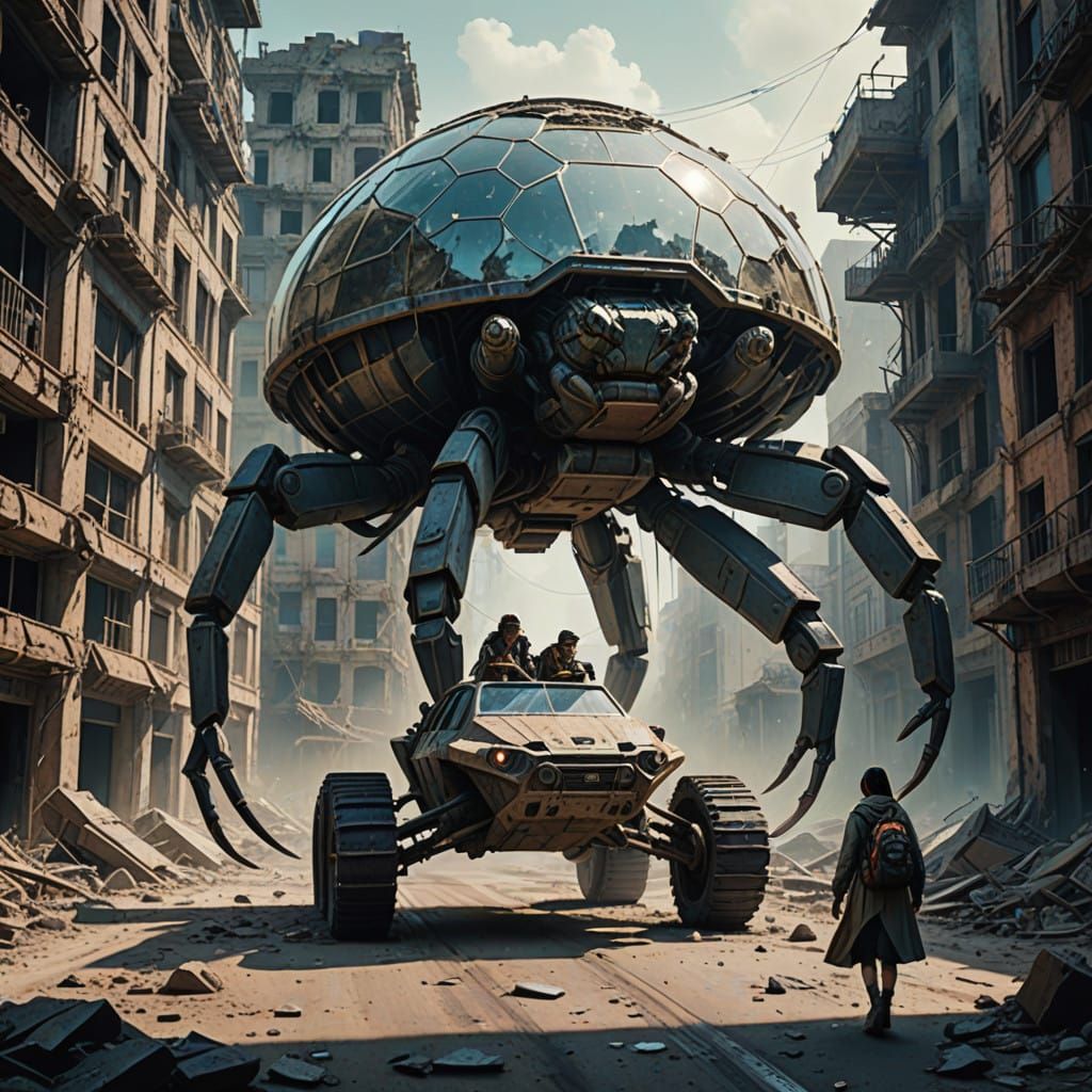 Alien City Explorer Rides Through Ruins in Cinematic Landsca...