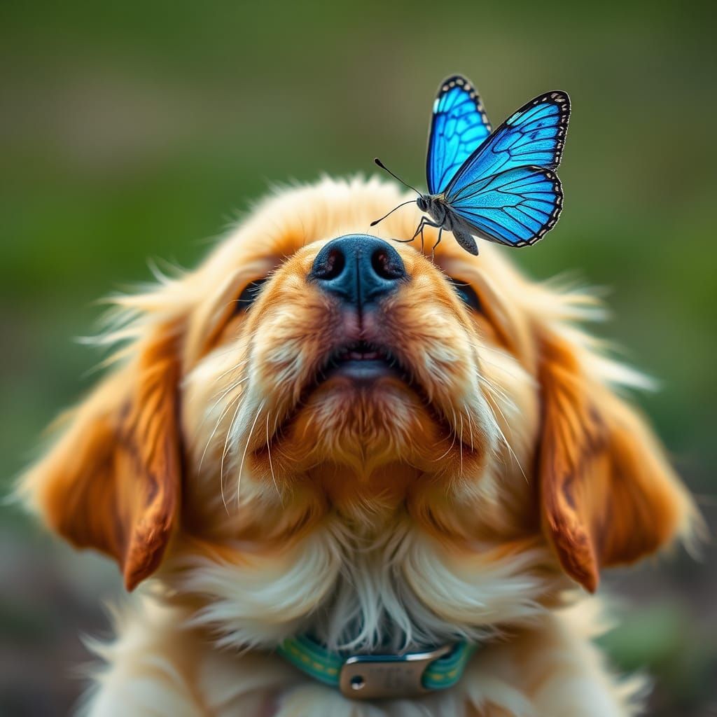Puppy with Butterfly: High-Resolution Portrait