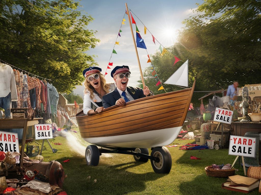 Hilarious Couple Sails Yard Sale Chaos