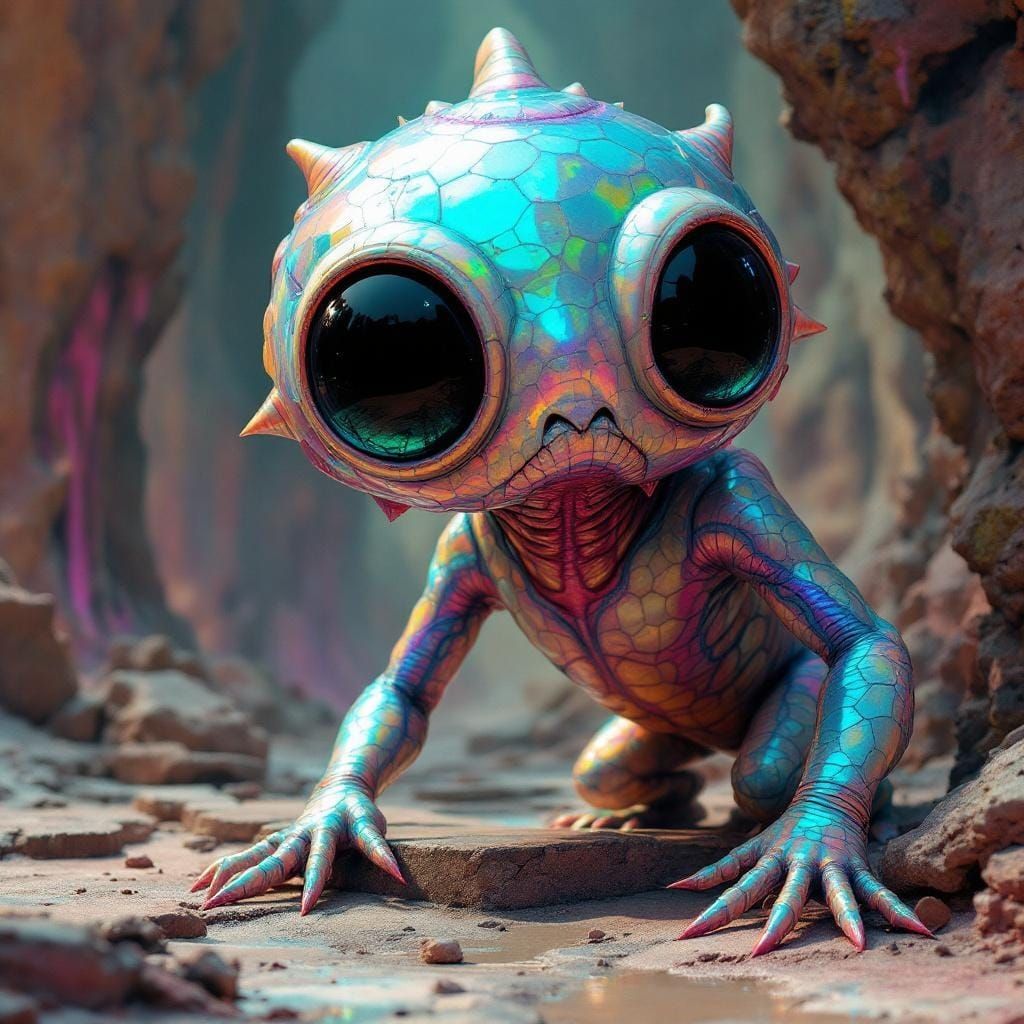 Iridescent Alien Creature in Science Fiction Dreamscape