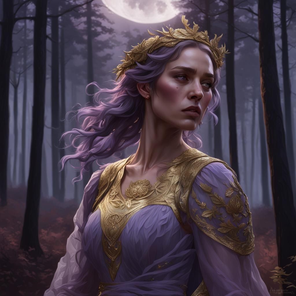 Crying Girl in Lavender Dress, Hyperdetailed Portrait