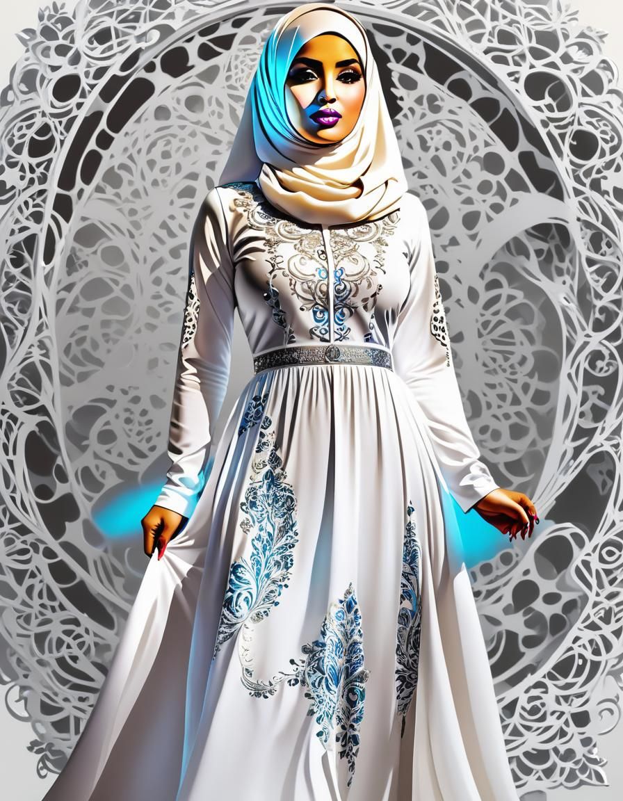 Hyperdetailed Hijabi Woman in Pop Art Style