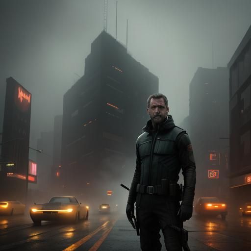 Gritty Superheroes in Dystopian Cityscape