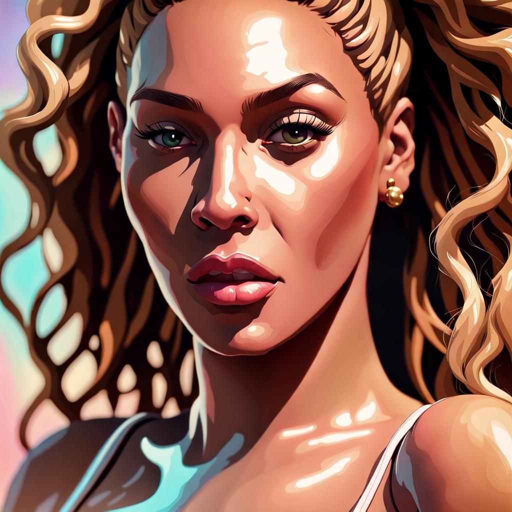 Beyoncé Portrait in Art Nouveau Style