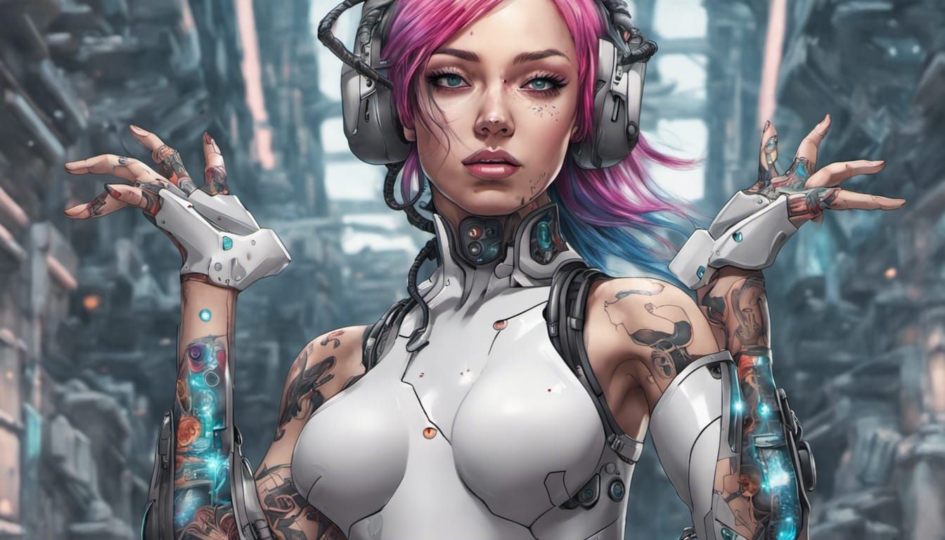 Cyborg Girl: Human Body with Cybernetic Implants