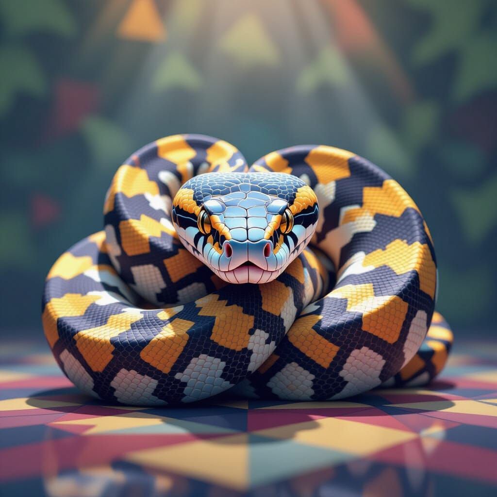 Ultra-Realistic WPAP Python Portrait with Geometric Scales