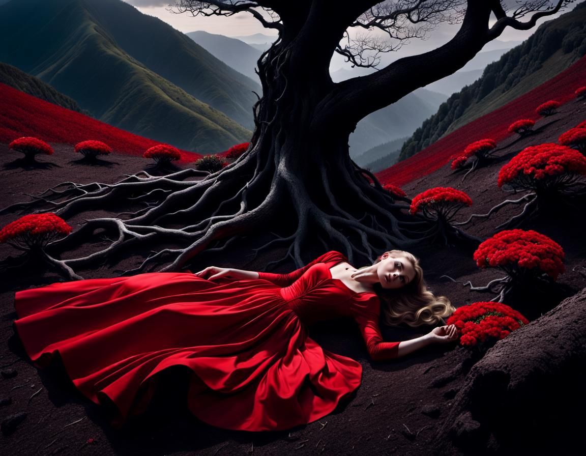 Eerie Mountain: Sleeping Queen in a Red Dress
