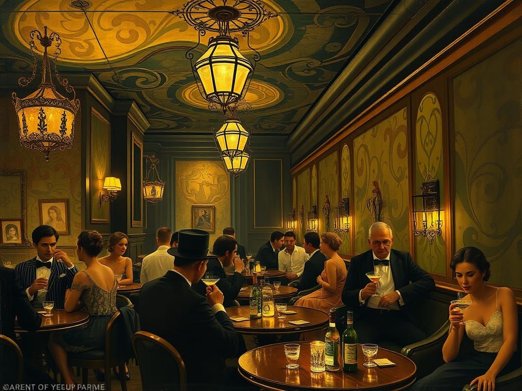 Elegant 1920s Speakeasy in Art Nouveau Style