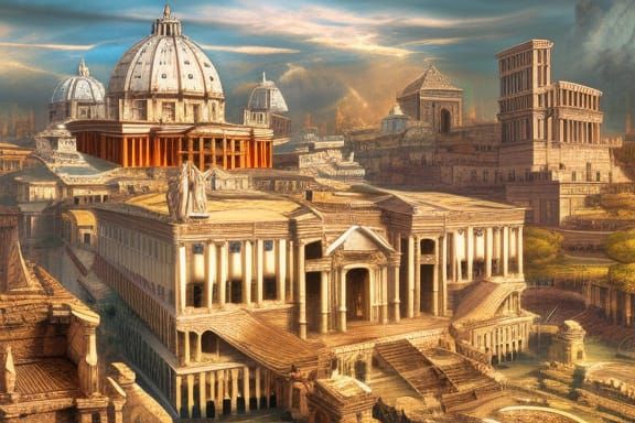 Futuristic Rome Sci-Fi City in Fantasy Art Style
