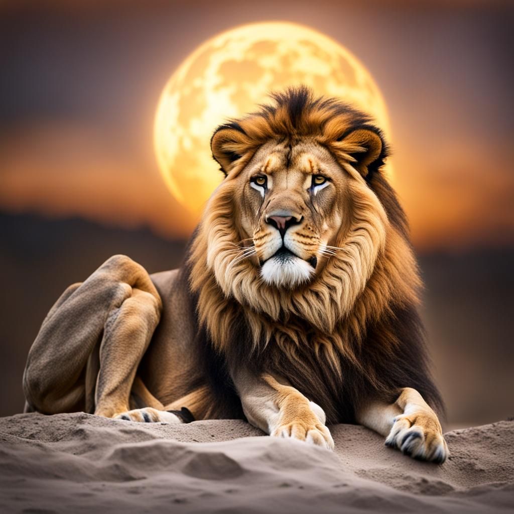 Lion on the Moon: Professional Photography