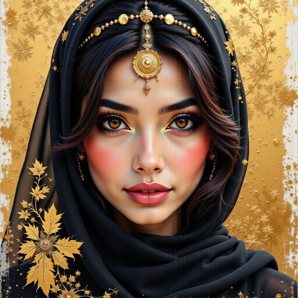 Close up Digital watercolor Illustration of a Beautiful youn...