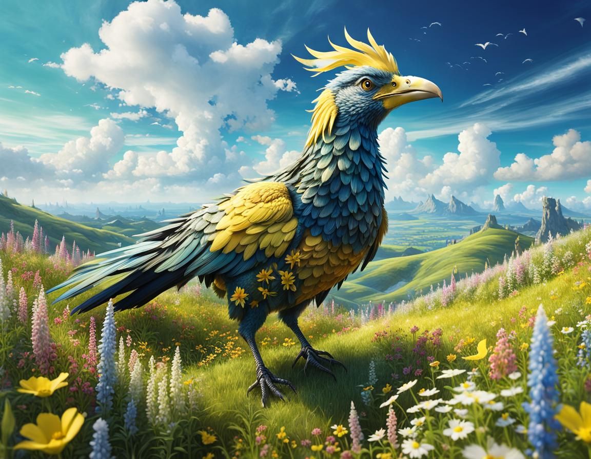Final Fantasy Inspired Chocobo on Wildflower Hill