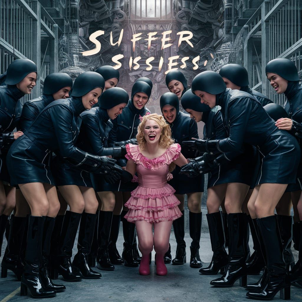 Leather-Clad Guards Mock Sissy in Dramatic Scene