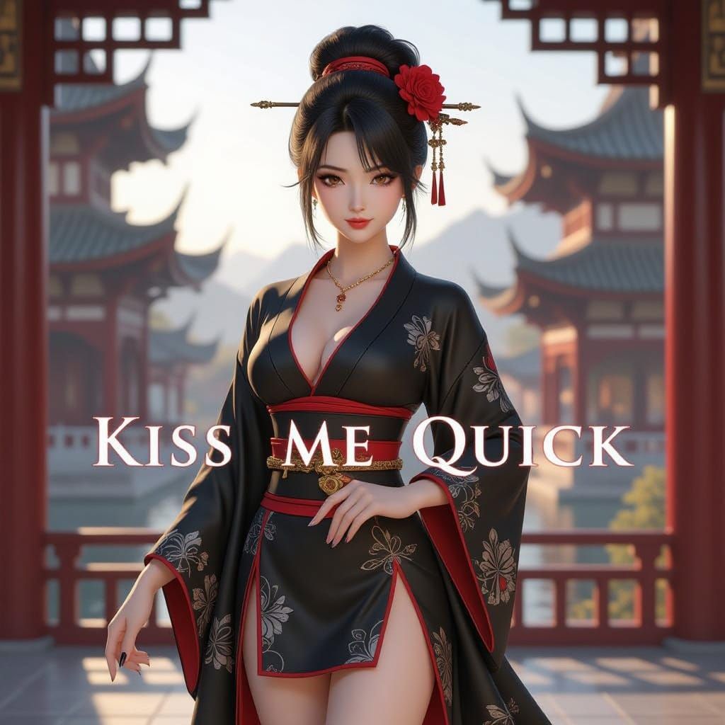 Anime-Style Book Cover Featuring a Courtesan