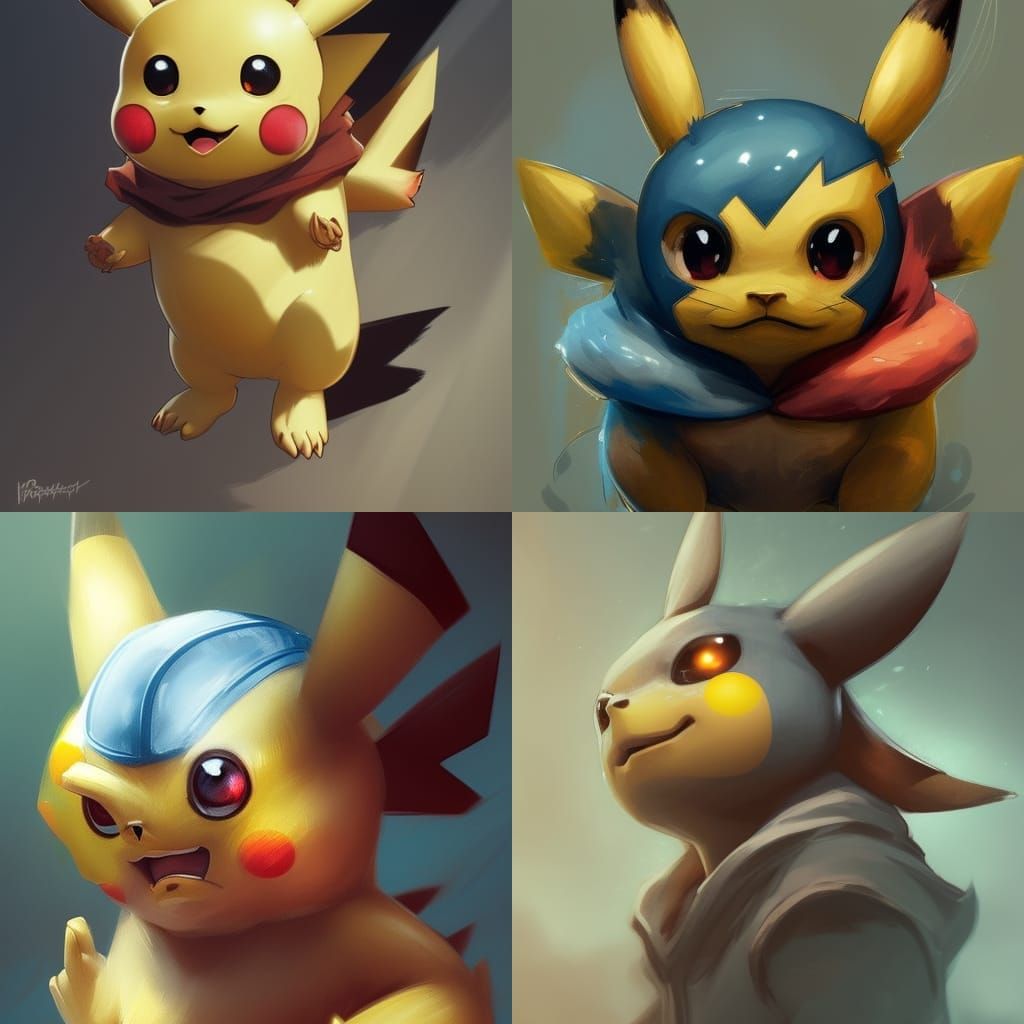 Hyperdetailed Portrait of Buff Pikachu with Distorted Face