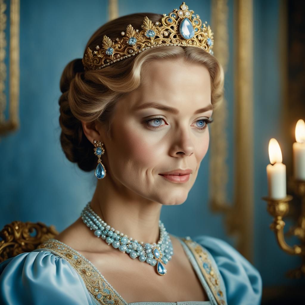 Romantic Portrait of a Russian Princess in Slavic Dress