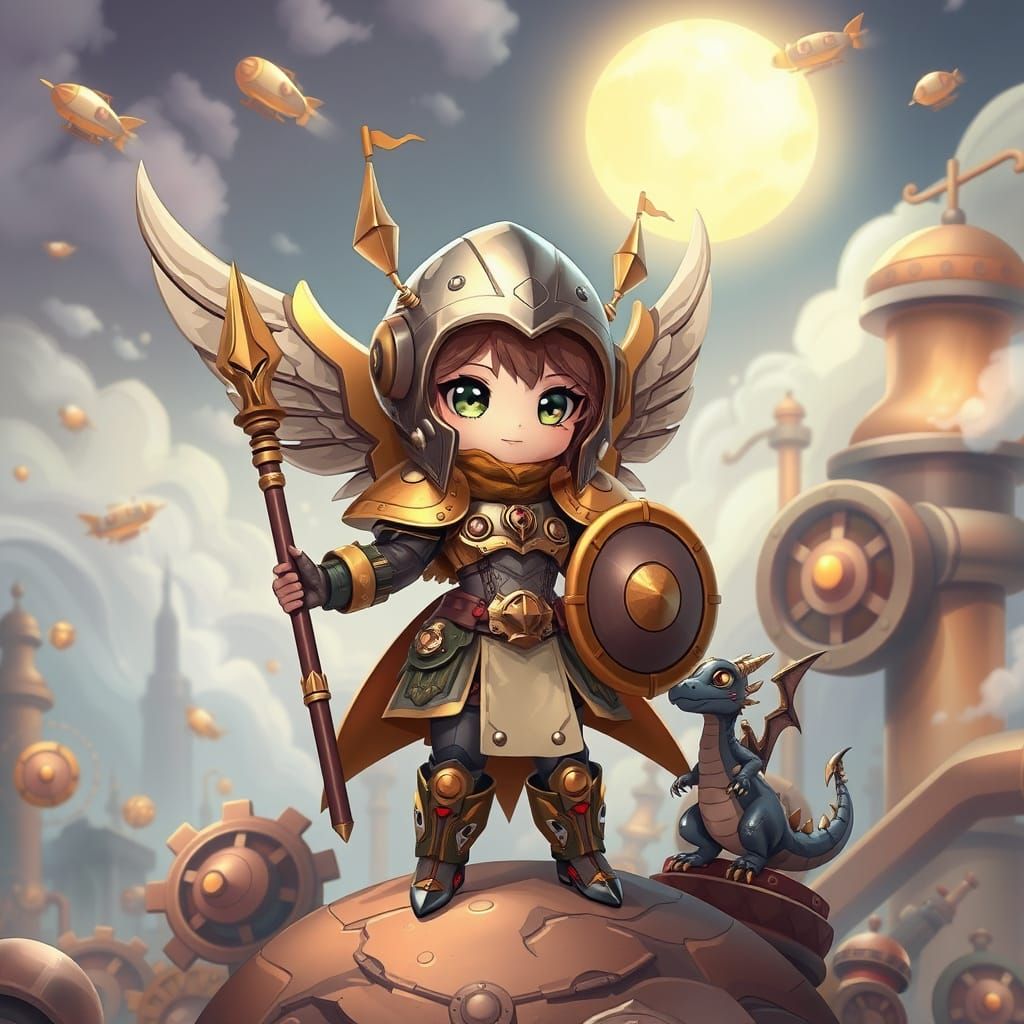 Steampunk Valkyrie Astrid in Whimsical Asgard