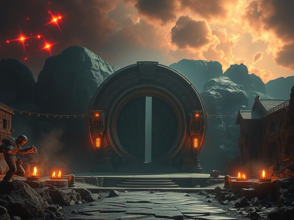 Mystical Stargate in Cinematic Film Still
