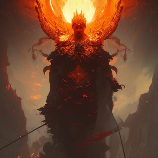 Fiery God in Dark Fantasy Style