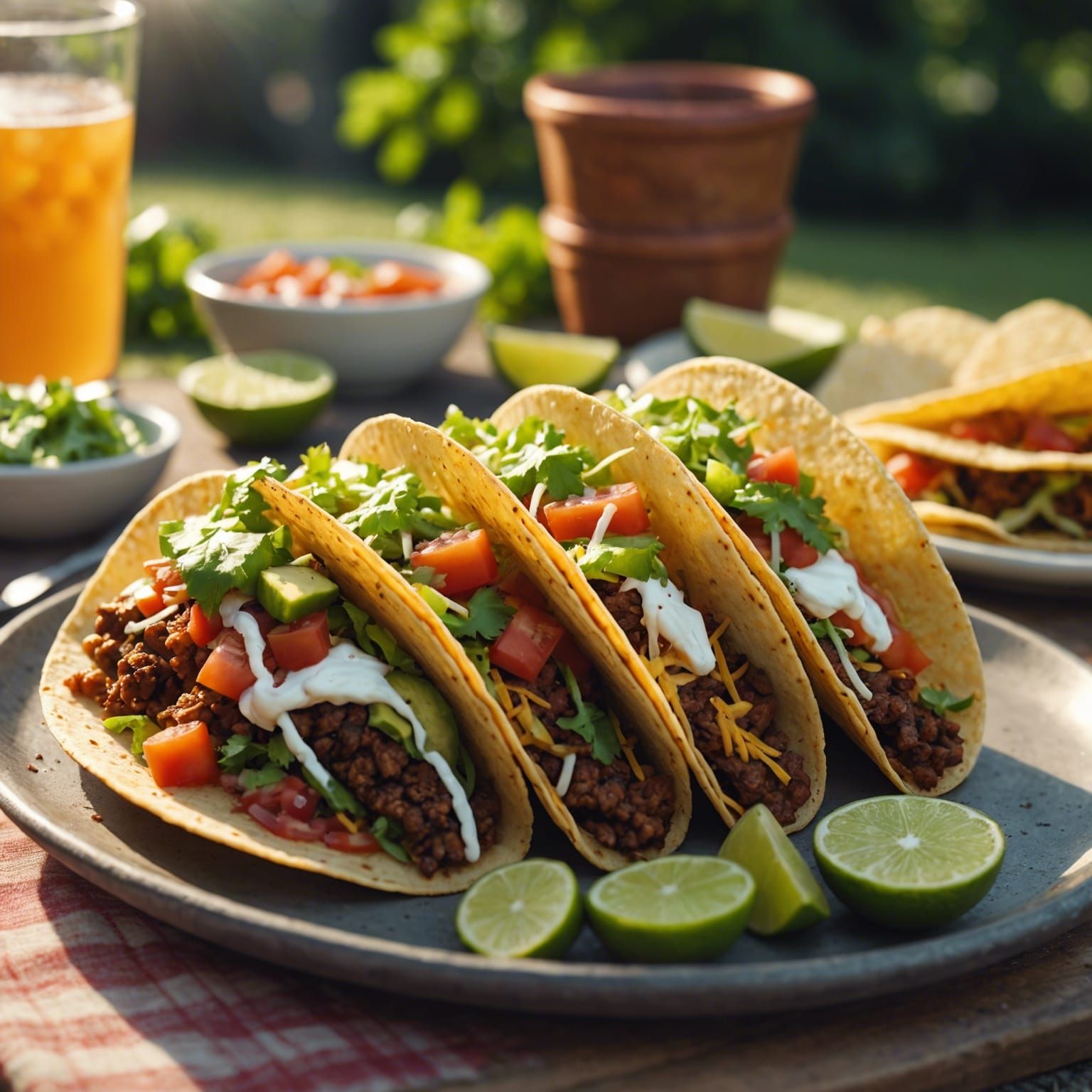 Delicious Tacos in Sunlight: Photorealistic Still Life