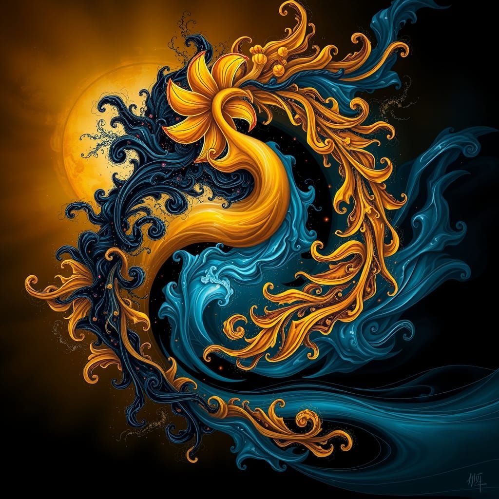 Yin Yang Design in a Surreal Style