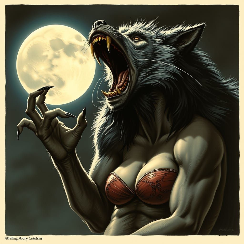 Woman Transforms Into Howling Werewolf Under Full Moon