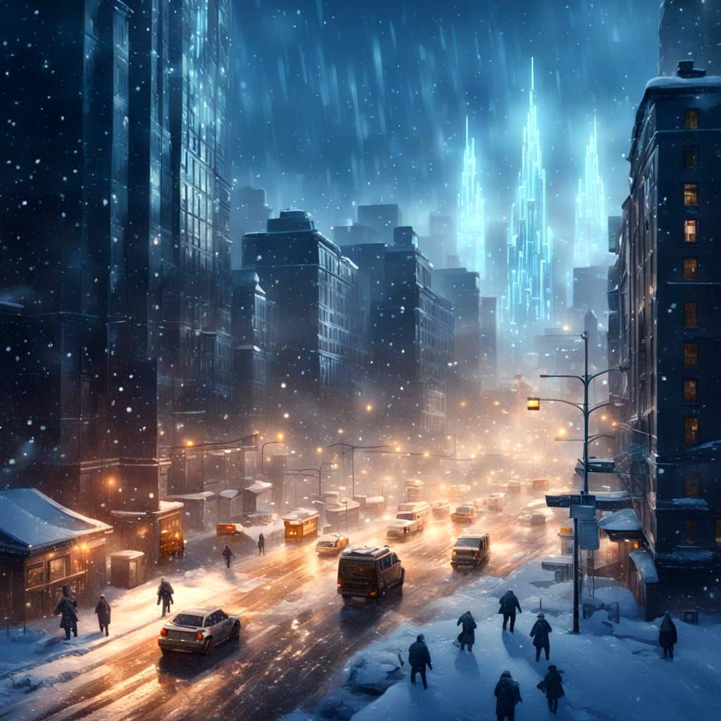 Giant Snowflakes Blanketing City Streets