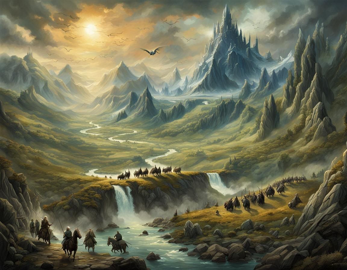 Epic Lord of the Rings Scene as Oil Painting
