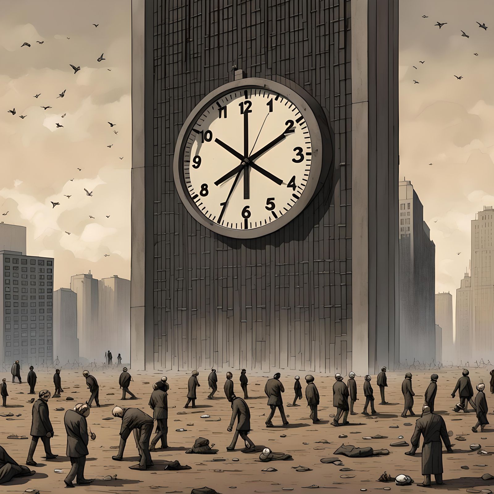 Doomsday Clock Towers Over Oppressed City