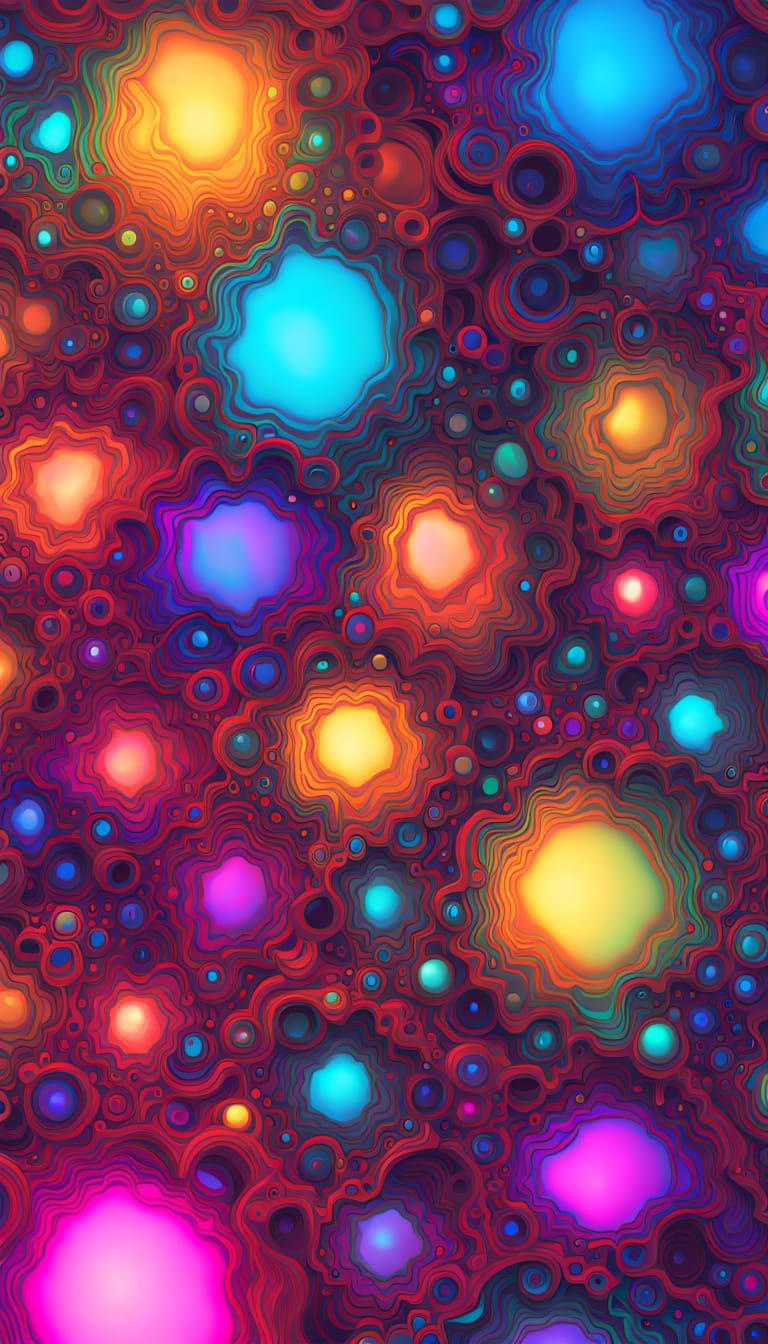 Radiant Psychedelic Landscape in Digital Art Style