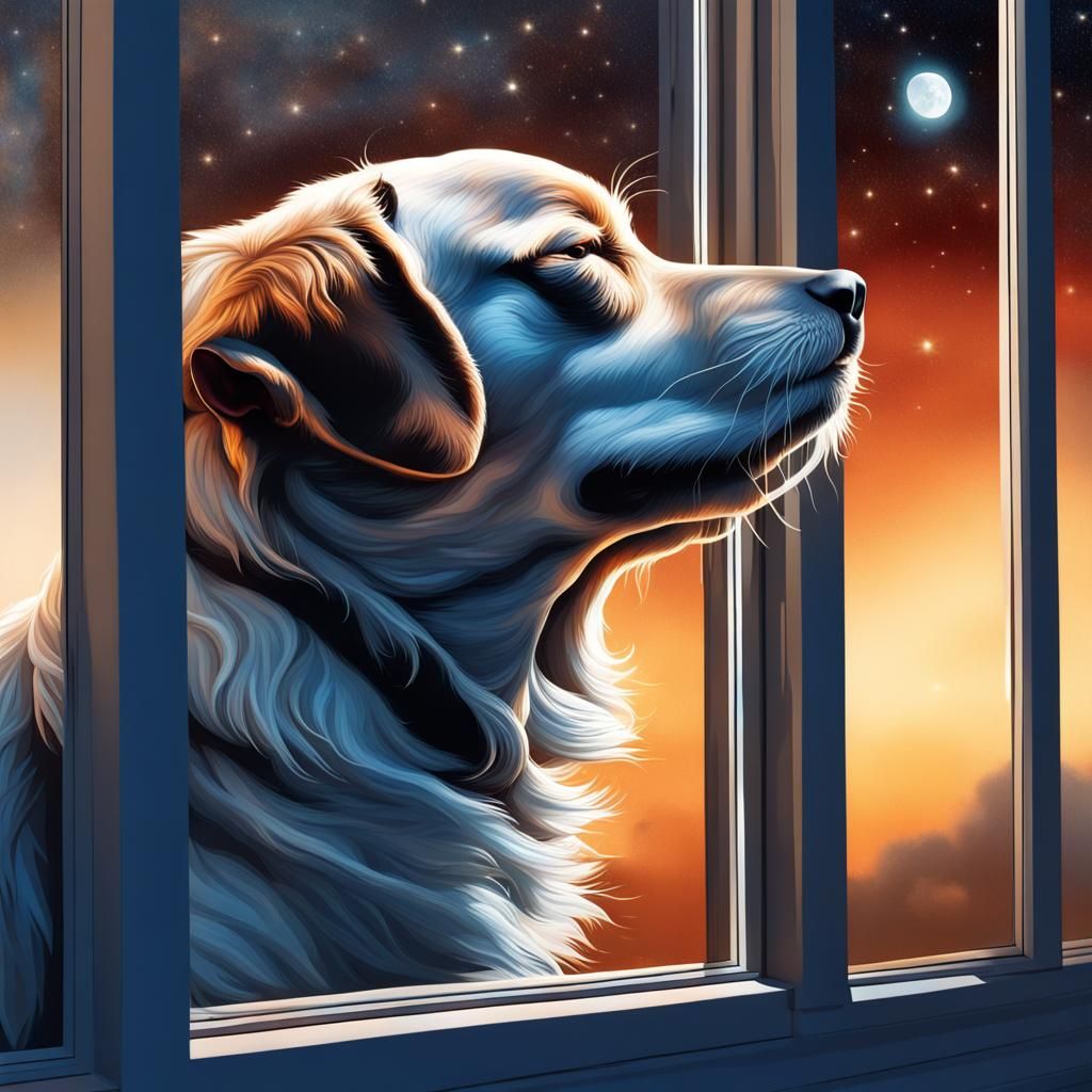 Hyperrealistic Sleeping Dog Reflects Universe