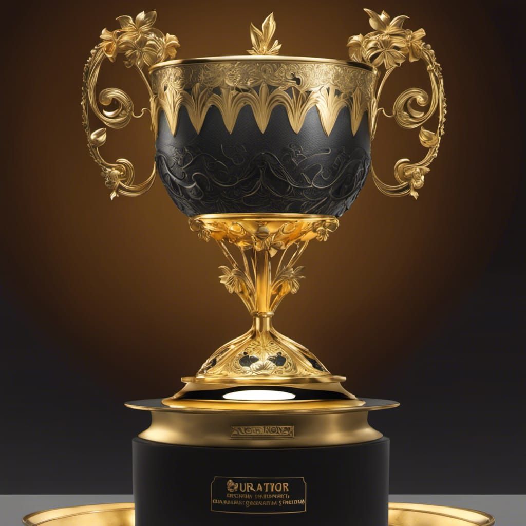 Golden Art Nouveau Trophy Bowl, Hyperrealistic 3D Art