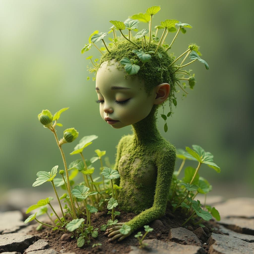 Forest Nymph Emerges in Whimsical Digital Art