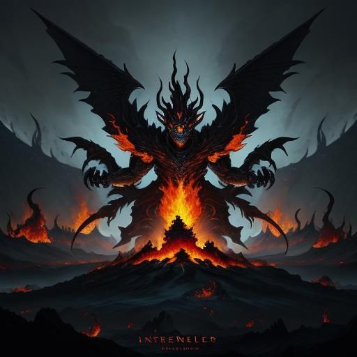 Infernal Ember: Fiery Elemental in Matte Painting Style