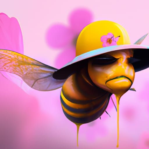 Adorable Cartoon Honey Bee Portrait in 8k