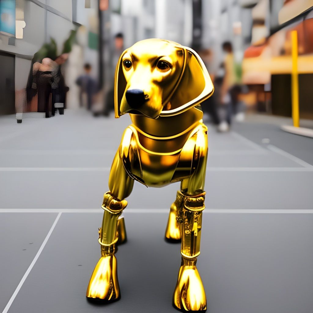 Golden Robot dalmatian dog thinking about...
