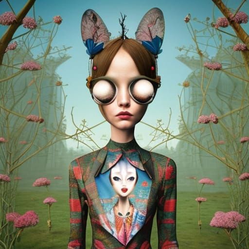 Symmetrical Fashion Scientist in Surreal Style