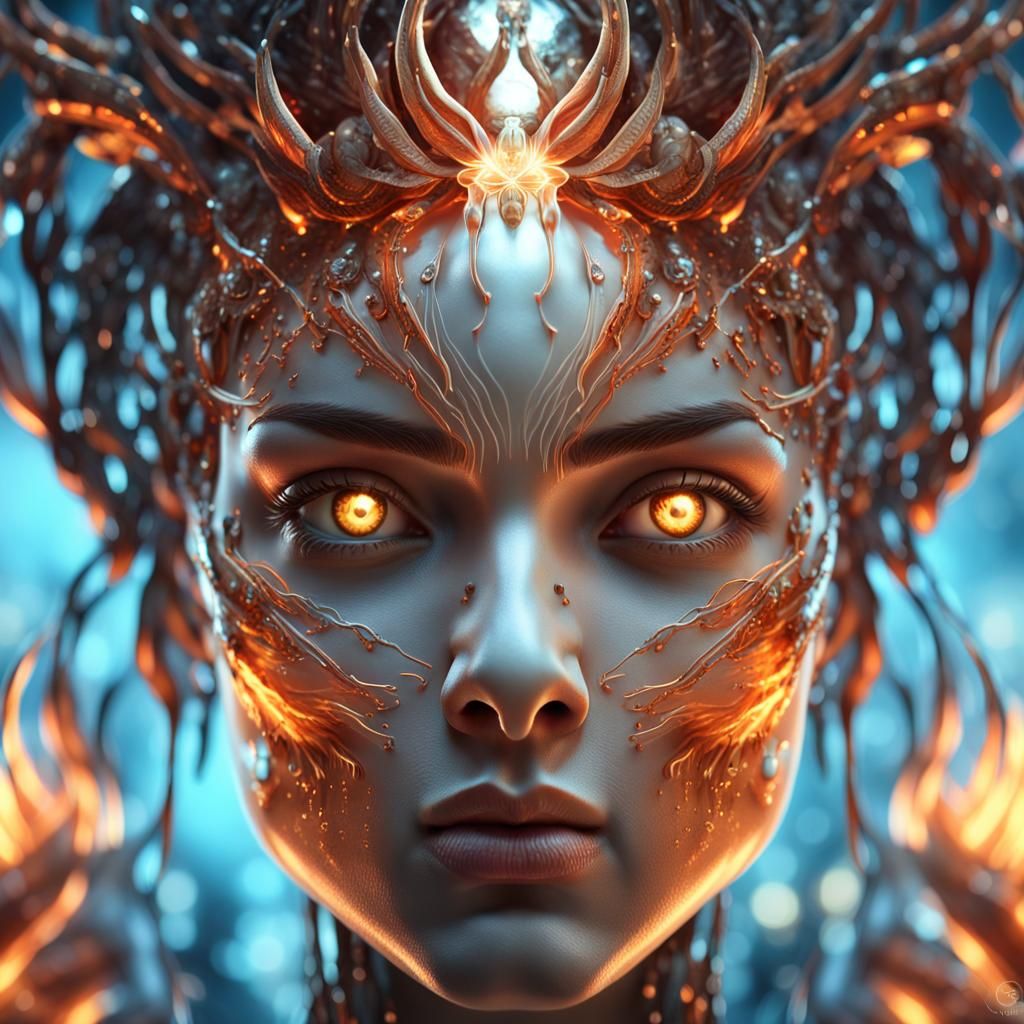 Cybernetic Princess Portrait in Brutalist Dystopian Style